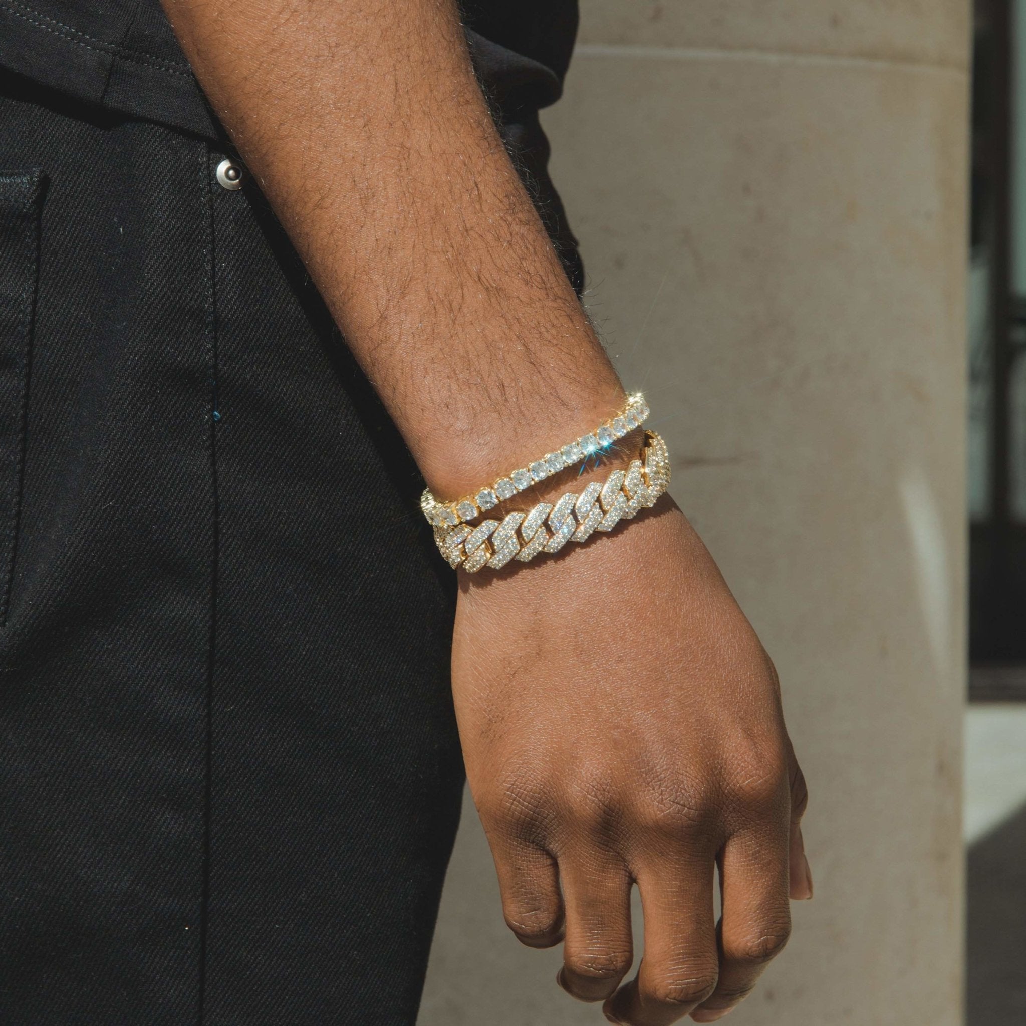 Prong Link + Tennis Bracelet Bundle - Gold - Cernucci